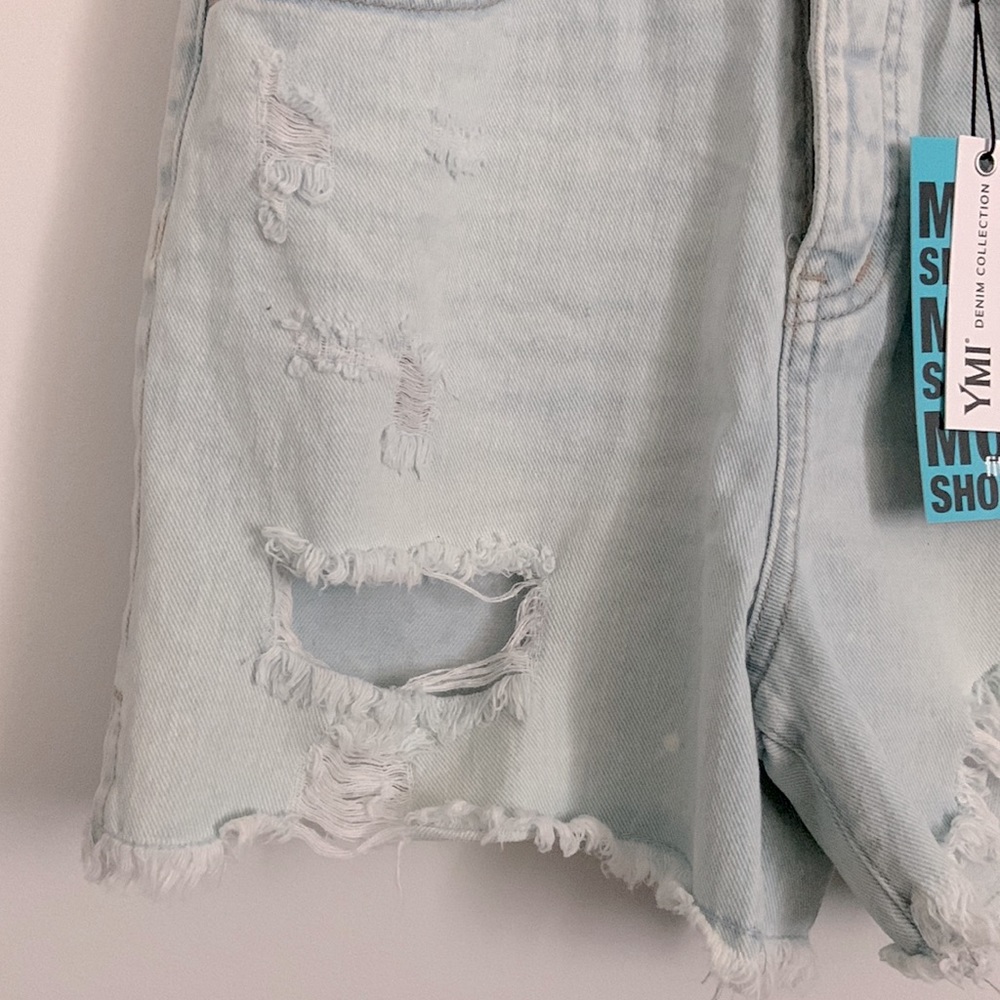 NWT Mom Fit Distressed Denim Jean Shorts Size 7/28 - Picture 5 of 10